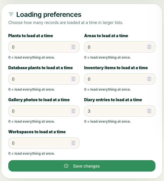 Loading Settings