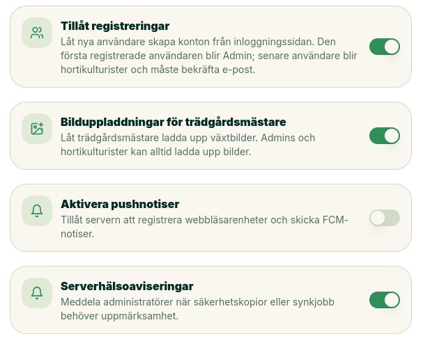 Aktivera funktioner